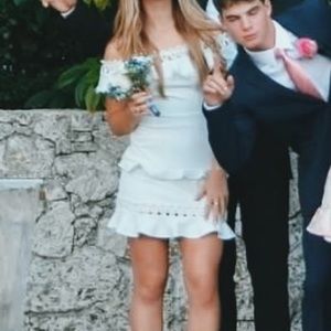 Lady Black Tie White Ruffle Lace Mini Dress